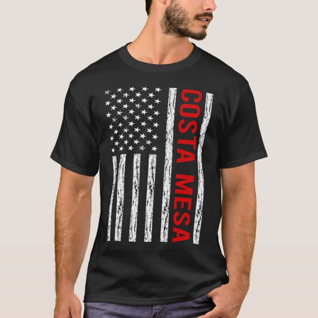 USA Flag - Costa Mesa T-Shirt (Front)