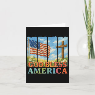 Usa Flag Cross Floral Christian Women God Bless Am Card