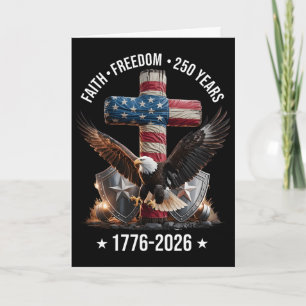 Usa Flag Cross Tree 250 Years Faith And Freedom 17 Card