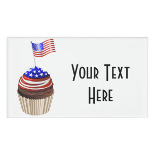 USA Flag Cupcakes Pattern Name Tag