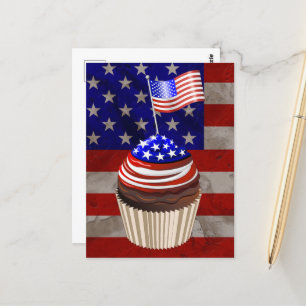 USA Flag Cupcakes Pattern Postcard