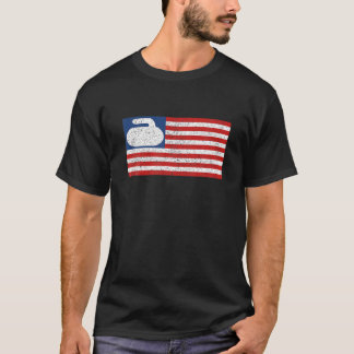 USA Flag Curling Stone Vintage T-Shirt