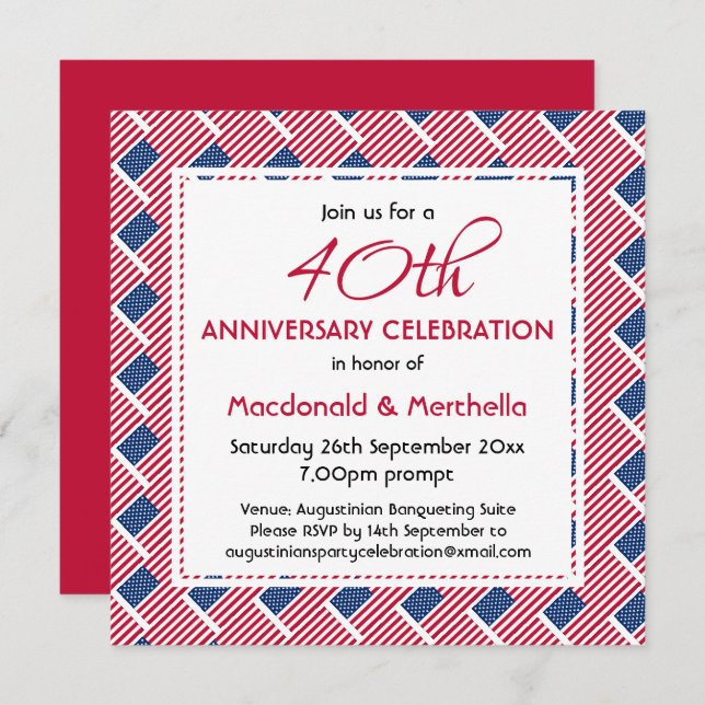 USA  FLAG Custom Anniversary AMERICAN Celebration Invitation (Front/Back)
