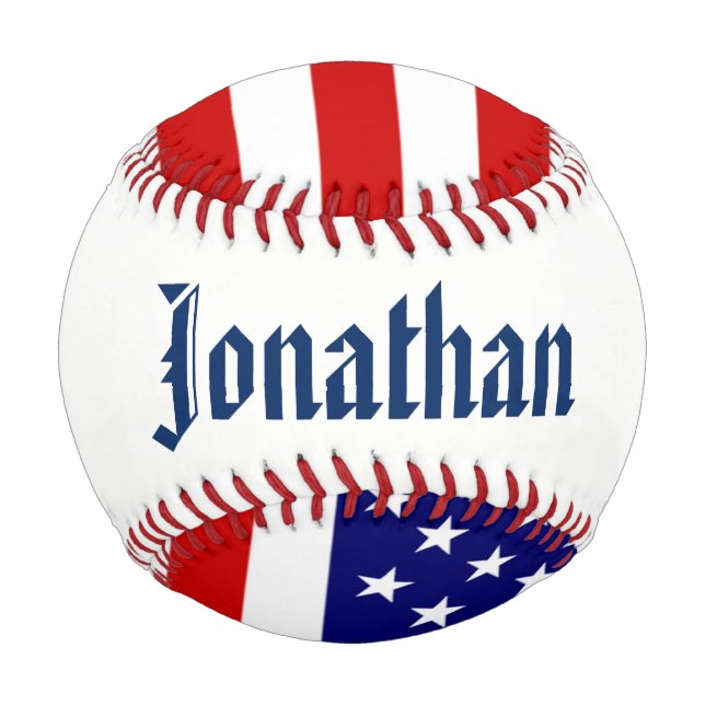 USA Flag Custom Name bbcnt Baseball (Back)