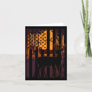 Usa Flag Deer Hunting Setting Sun Funny Bow Hunter Card