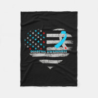 Usa Flag Diabetes Awareness Heart Family Support 