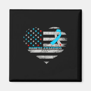 Usa Flag Diabetes Awareness Heart Family Support Magnet