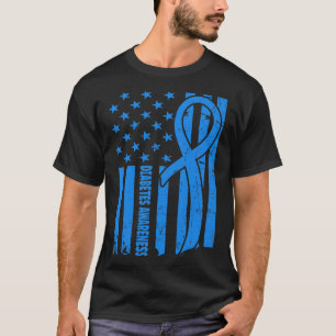 Usa Flag Diabetic Warrior Blue Diabetes Type 1 Awa T-Shirt