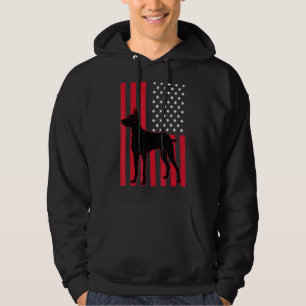 Usa Flag Dog Animal Pet American Pride Doberman Hoodie
