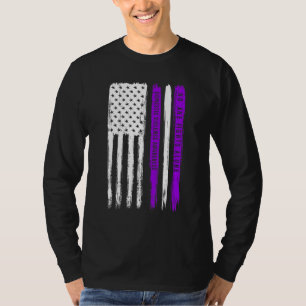 Usa Flag Domestic Violence Awareness Month Purple T-Shirt