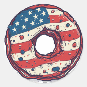 🍩 USA flag donut Classic Round Sticker