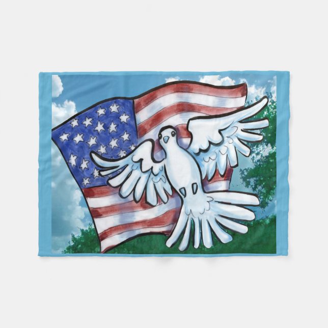 USA Flag Dove Fleece Blanket (Front (Horizontal))