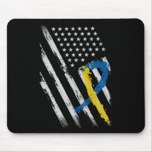 Usa Flag Down Syndrome Awareness Dad Mum Down Synd Mouse Pad