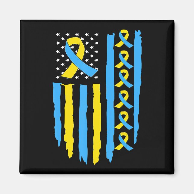 USA Flag Down Syndrome Awareness for men women kid Magnet (Front)