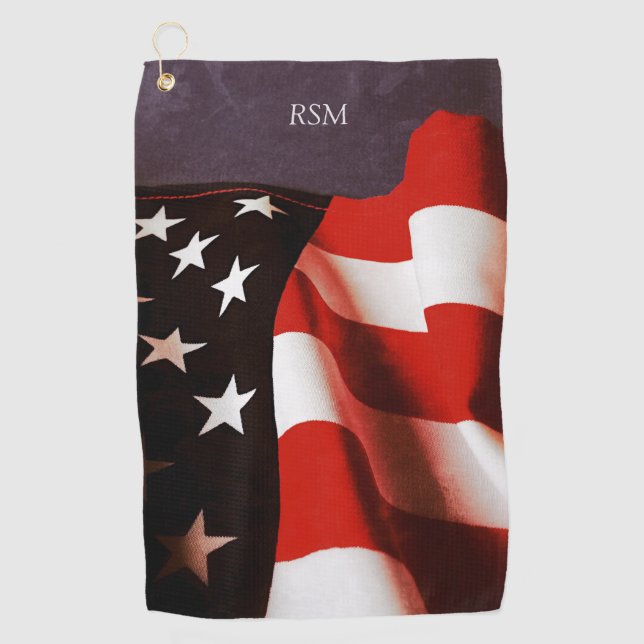 USA flag draped Golf Towel (Front)