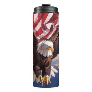 *~* USA Flag EAGLE Patriotic Sun Sky America AP16 Thermal Tumbler