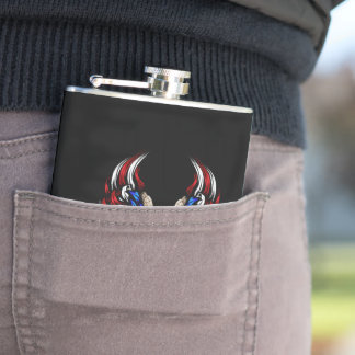USA Flag Eagle Shield Patriotic Hip Flask