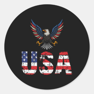 Usa Flag Eagles 4th Of July 1776 Freedom Independe Classic Round Sticker