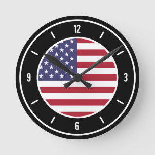 USA Flag Elegant Round Clock