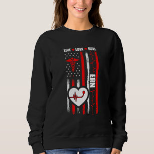 Usa Flag Emergency Room Nurse Medical Ern Nursing Sweatshirt