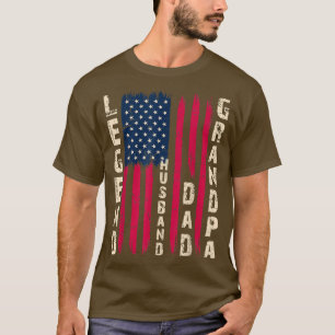 USA Flag Father's Day  Dad the Legend Husband Dad  T-Shirt
