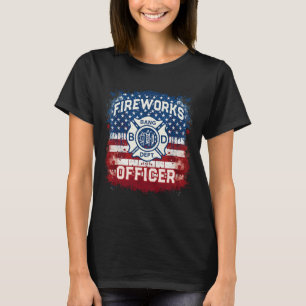 Usa Flag Fireworks Officer Safety Director Pyro Te T-Shirt
