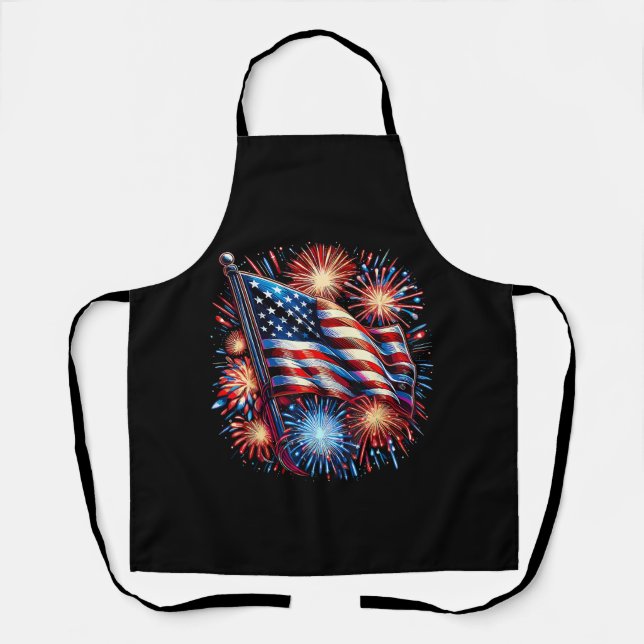 USA Flag Fireworks Patriotic Apron (Front)