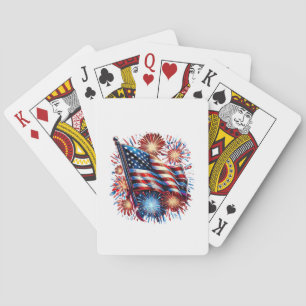 USA Flag Fireworks Patriotic Playing Cards