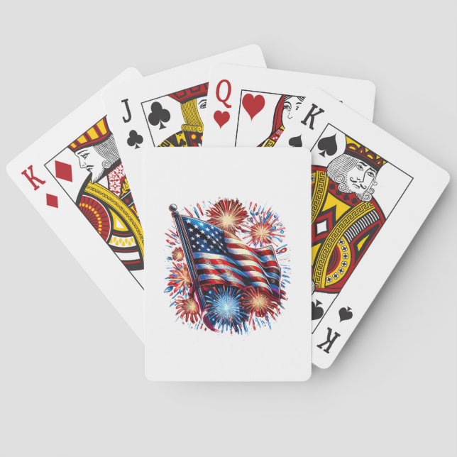 USA Flag Fireworks Patriotic Playing Cards (Back)