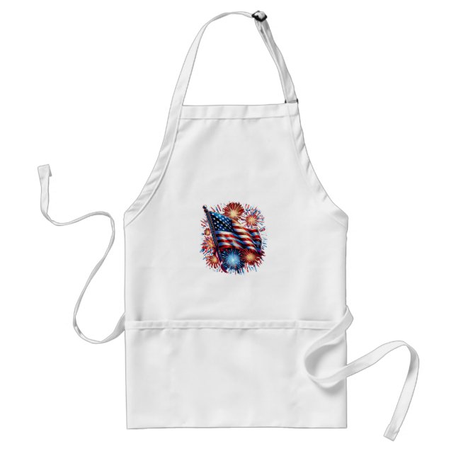 USA Flag Fireworks Patriotic Standard Apron (Front)