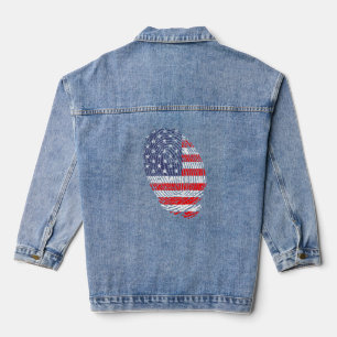 USA flag, flag of USA, American flag fingerprint Denim Jacket