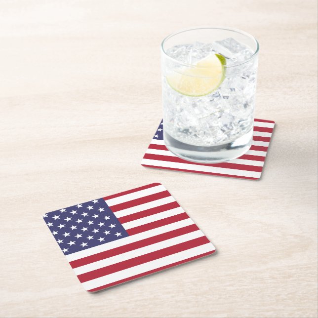 USA flag, flag of USA, American flag Square Paper Coaster (Insitu)