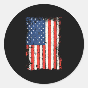 Usa flag fourth of july patriotic american pride classic round sticker
