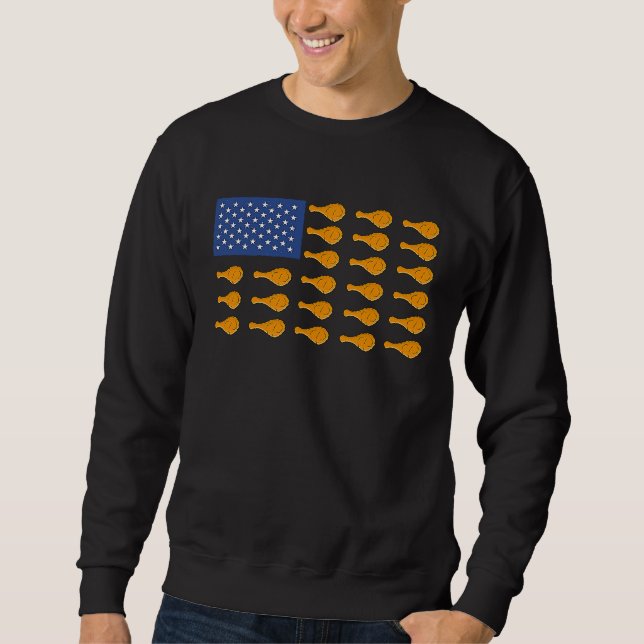 USA Flag Fried Chicken Outfit Fast Food America Sweatshirt (Front)