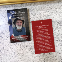 USA Flag Funeral Memorial Prayer Photo Card