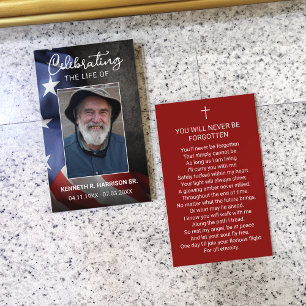 USA Flag Funeral Memorial Prayer Photo Card