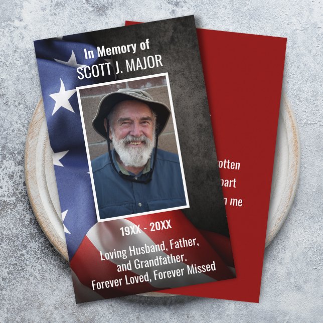 USA Flag Funeral Memorial Prayer Photo Card (USA Flag Funeral Memorial Prayer Photo Card)