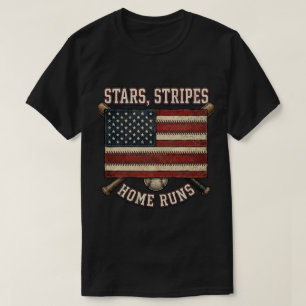 USA flag gift: Stars Stripes Home Runs Baseball T-Shirt