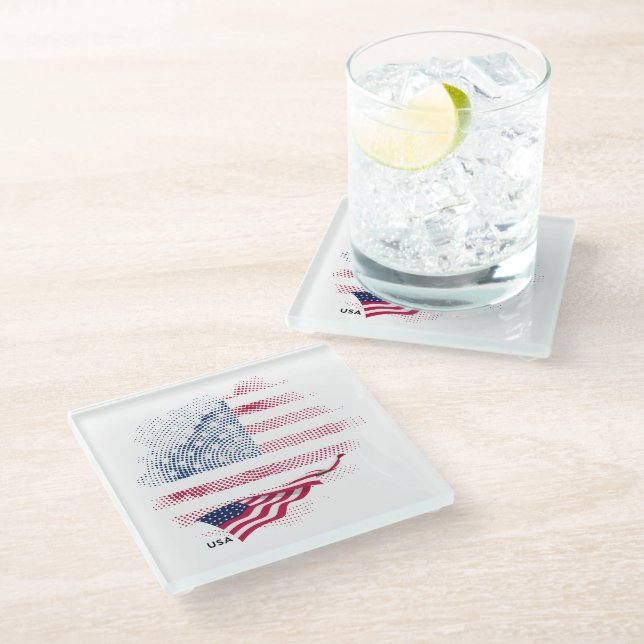 USA flag Glass Coaster (Angled)