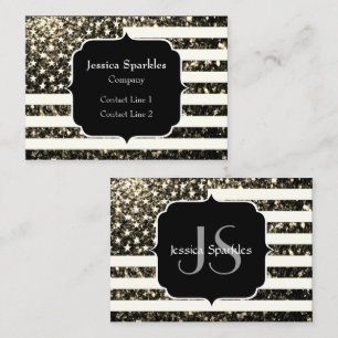 USA flag gold sepia sparkles glitter Monogram Business Card