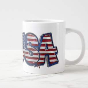USA Flag Graffity Personalised Text Large Coffee Mug