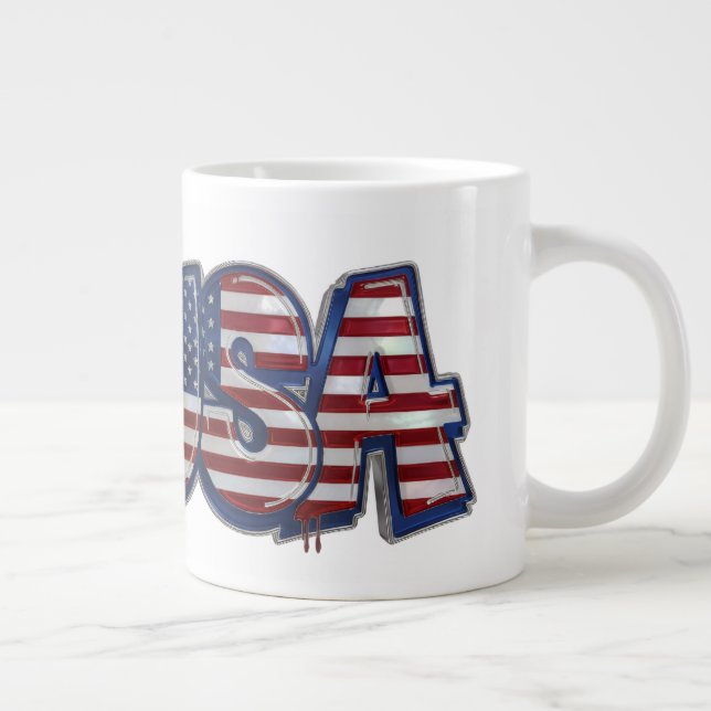 USA Flag Graffity Personalised Text Large Coffee Mug (Right)