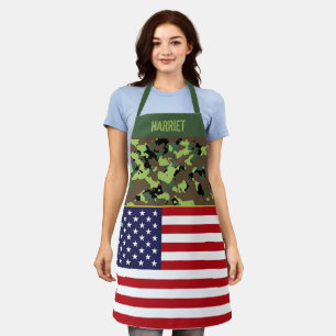 USA Flag Green Camo Custom Apron
