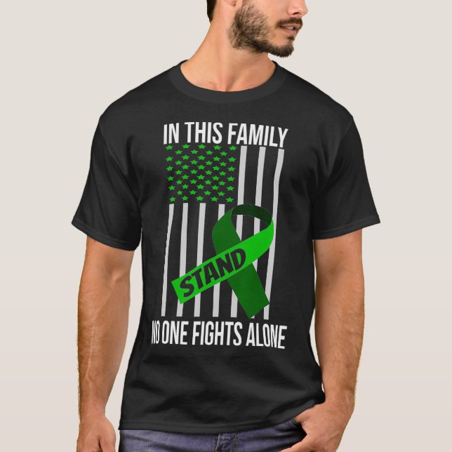 USA Flag Green Ribbon Kidney Disease Awareness  Fa T-Shirt (Front)