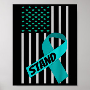 Usa Flag Green Ribbon Shirt Mental Health Awarenes Poster