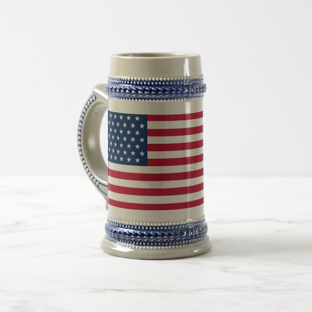 Usa Flag Grey /Blue 22 oz Stein (Front Left)