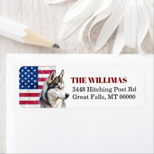 USA Flag Grunge French Bulldog Return Address Labe