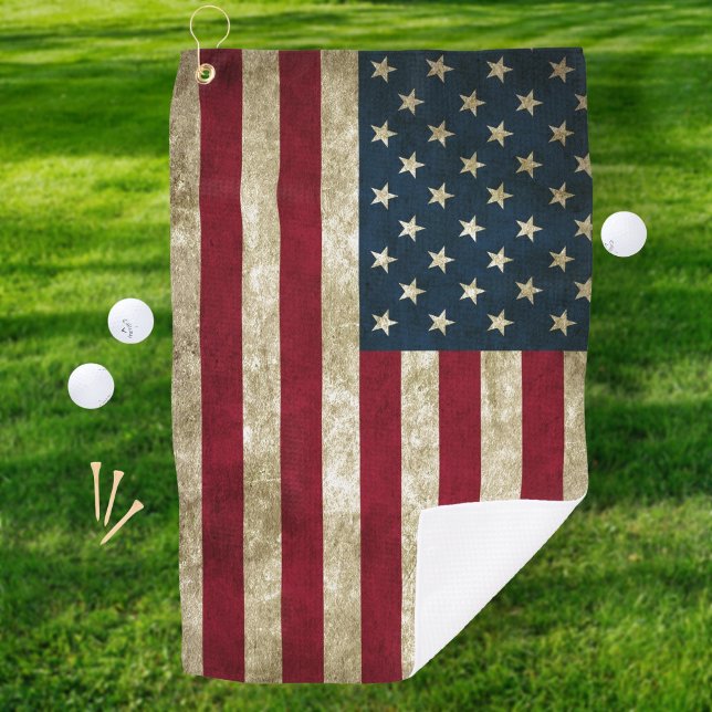 USA Flag Grunge Golf Towel (Creator Uploaded)