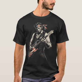 Usa Flag Guitarist Abraham Lincoln Playing T-Shirt