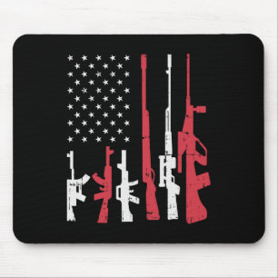 Usa Flag Guns Funny American Pride 4th Of July Pat Mouse Pad